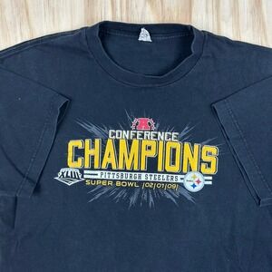 Y2K Pittsburgh Steelers Super Bowl XLII‎ Large Shirt Football Black Faded Worn